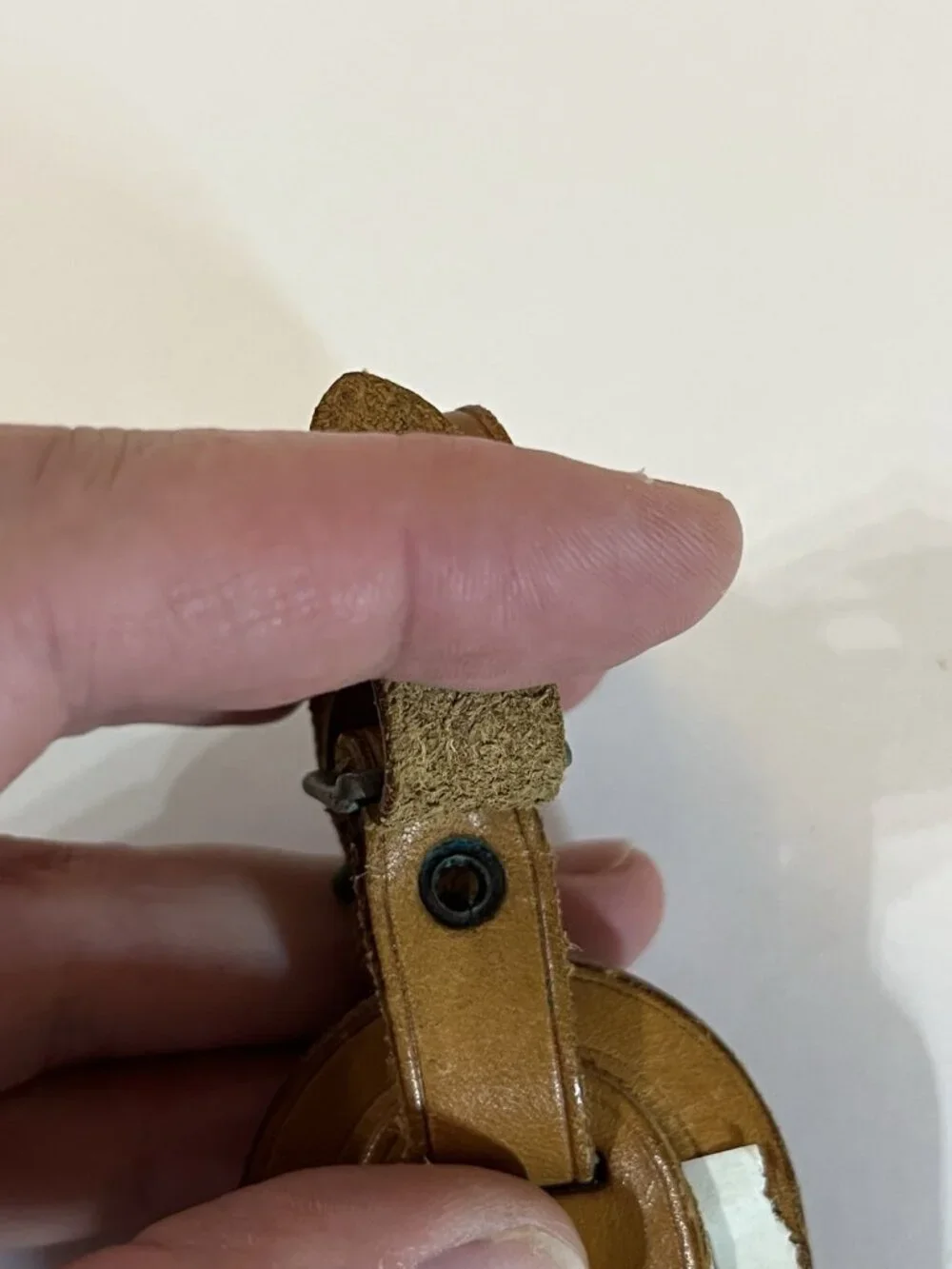 Authentic Louis Vuitton Vachetta Leather Luggage Tag Brass Buckle Made France